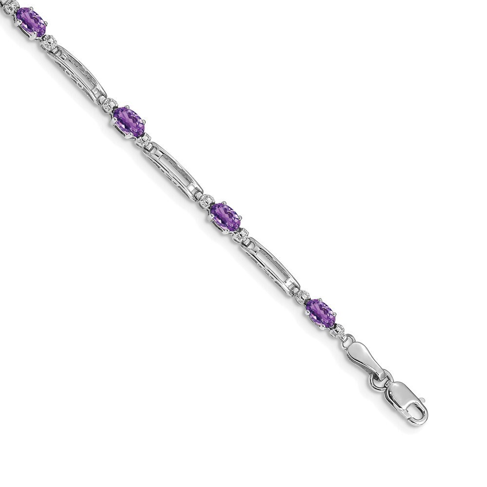 Kazi Luxury 14k White Gold Diamond and Amethyst Bracelet